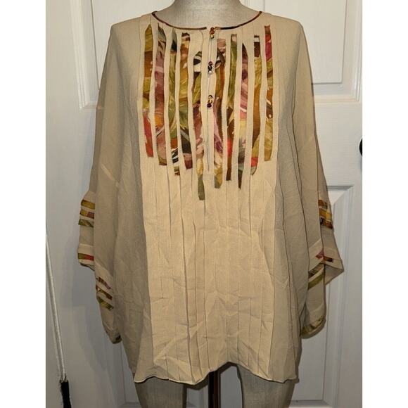 Sachin + Babi Tops - Sachin‎ Babi For Ankasa 100% Silk Cream Pleated Blouse Button Size M